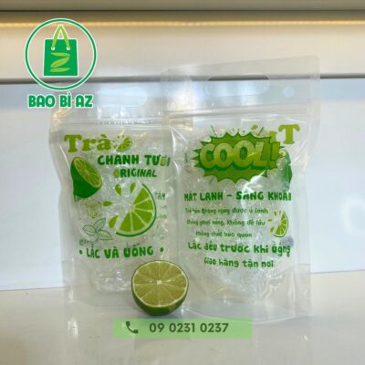 1kg tui zip dung tra chanh in san 100 105 tuisize 15x22 dung 500ml 700ml bao bi az