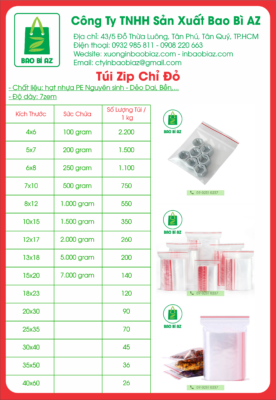 TÚI ZIPPER CHỈ ĐỎ 16 tui zipper chi do
