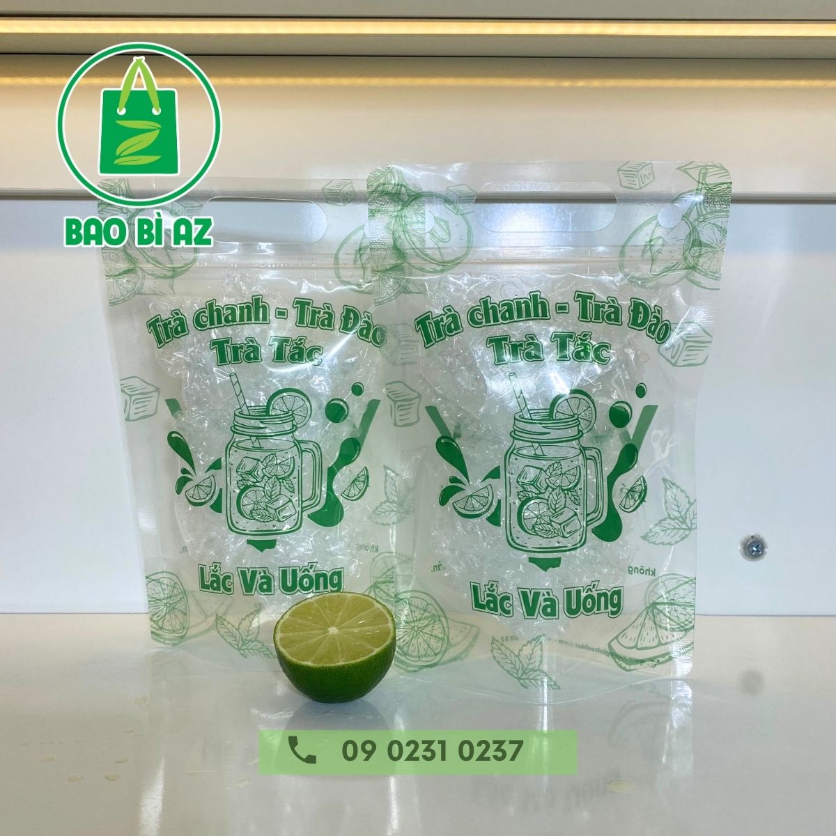 Túi Zip Đựng Trà Chanh In Sẵn 15x22cm (1kg) giá tốt - 500ml-700ml 9 tui zip dung tra chanh